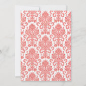5 x 7 Coral Oranje Damask Lace Wedding Invitation Kaart (Achterkant)