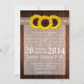 5 x 7 Country Sunflower Wood Lace Weddenschap Kaart (Voorkant)