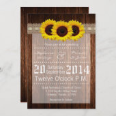 5 x 7 Country Sunflower Wood Lace Weddenschap Kaart (Voorkant / Achterkant)
