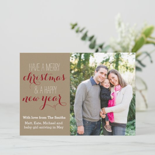 5 x 7 Crafty Christmas Holiday Photo Card Feestdagenkaart (Staand voorkant)