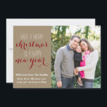 5 x 7 Crafty Christmas Holiday Photo Card Feestdagenkaart<br><div class="desc">A craft paper background gives this card a rustic feel. Personalize heeft een foto met your own.</div>