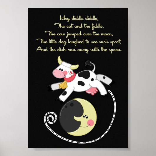 5 x 7 Diddle Diddle Rhyme Kinder Room Art Poster (Voorkant)