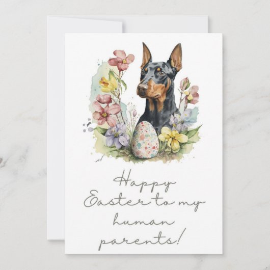 5 x 7 Dobermann Pinscher Easter Wenskaart Feestdagenkaart (Voorkant)