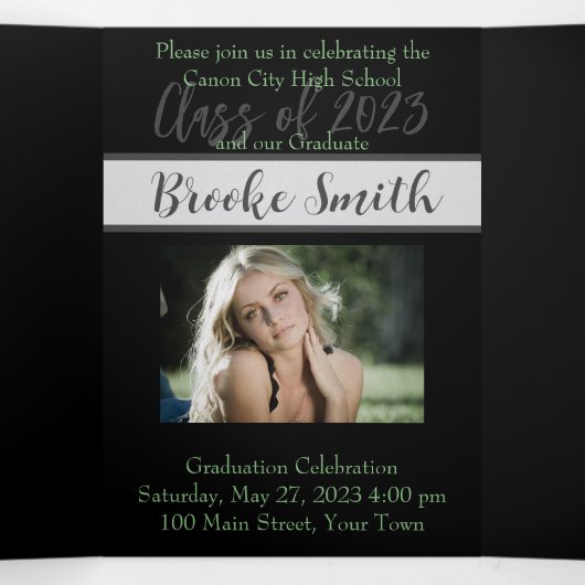 5 x 7 Drievoudig Afstuderen Aankondiging uitnodigi (Binnenkant midden)