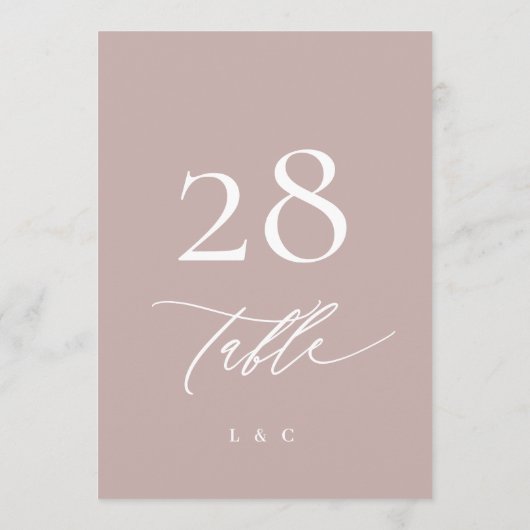 5 x 7 Eenvoudig Elegant Roze Trouwtafel Nummer (Achterkant)