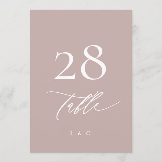 5 x 7 Eenvoudig Elegant Roze Trouwtafel Nummer (Voorkant)