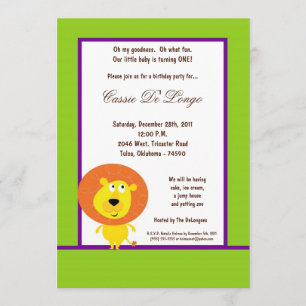5 x 7 Electric Green Lion Birthday Party nodigt ui Kaart
