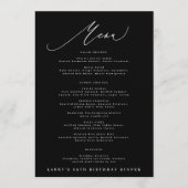 5 x 7 Elegant Black White Calligraphy Birthday Menu (Voorkant)