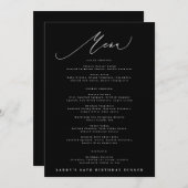 5 x 7 Elegant Black White Calligraphy Birthday Menu (Voorkant / Achterkant)