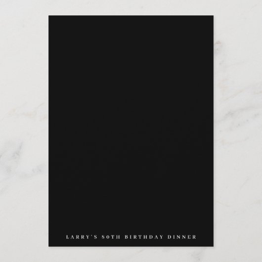 5 x 7 Elegant Black White Calligraphy Birthday Menu (Achterkant)