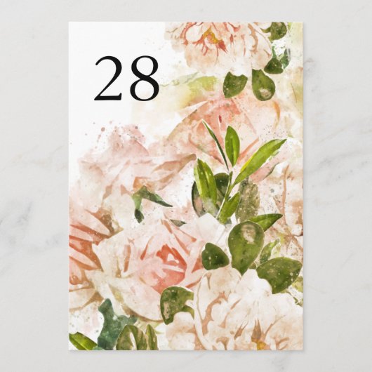 5 x 7 Elegant Roos Trouwtafel Nummers (Voorkant)