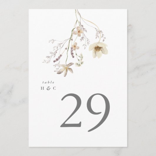 5 x 7 Elegante Spring Wildflower tafelnummers (Achterkant)