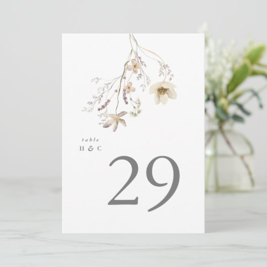 5 x 7 Elegante Spring Wildflower tafelnummers (Staand voorkant)