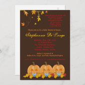 5 x 7 Fall Leaves TRIPLET Boy Baby shower Invitati Kaart (Voorkant / Achterkant)