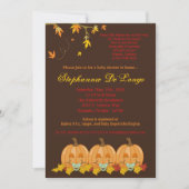 5 x 7 Fall Leaves TRIPLETS Baby shower Invitation Kaart (Voorkant)