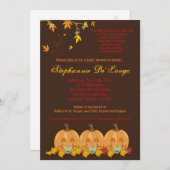 5 x 7 Fall Leaves TRIPLETS Baby shower Invitation Kaart (Voorkant / Achterkant)