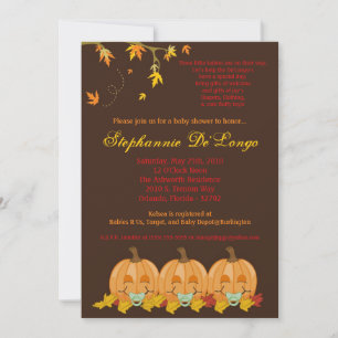 5 x 7 Fall Leaves TRIPLETS Baby shower Invitation Kaart