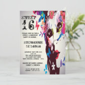 5 x 7 Floral Masquerade Sweet 16 Birthday Uitnodig Kaart (Staand voorkant)