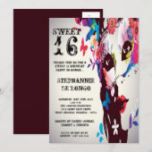 5 x 7 Floral Masquerade Sweet 16 Birthday Uitnodig Kaart (Voorkant / Achterkant)