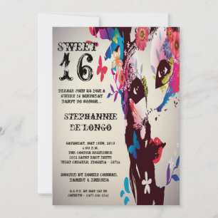 5 x 7 Floral Masquerade Sweet 16 Birthday Uitnodig Kaart