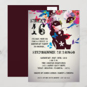 5 x 7 Floral Masquerade Sweet 16 Birthday Uitnodig Kaart (Voorkant / Achterkant)