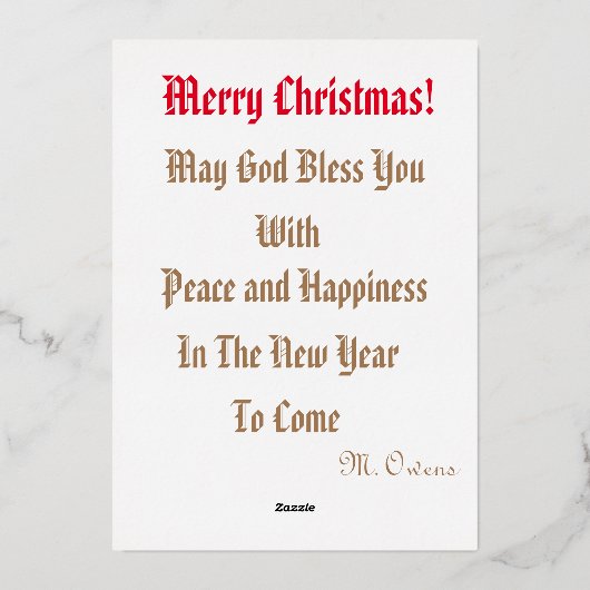 5" x 7" Folie Kerstkaart Folie Feestdagenkaart (Achterkant)