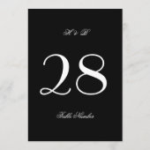 5 x 7 formele zwart wit bruiloft tafel nummer kaart (Achterkant)