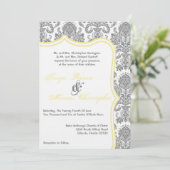 5 x 7 Gele Damask Lace Weddenschap Uitnodiging (Staand voorkant)
