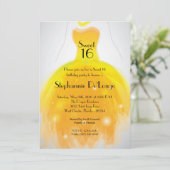 5 x 7 Gele Dress Sweet 16 Birthday Uitnodiging (Staand voorkant)