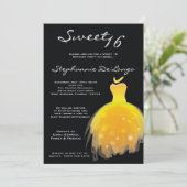 5 x 7 Gele Dress Sweet 16 Birthday Uitnodiging (Staand voorkant)