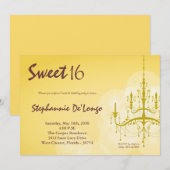 5 x 7 Gele luchters Sweet 16 Birthday Invitation Kaart (Voorkant / Achterkant)