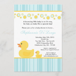 5 x 7 Gele Rubber Ducky Baby shower Uitnodiging