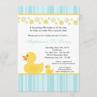 5 x 7 Gele Rubber Ducky Baby shower Uitnodiging