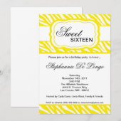 5 x 7 gele Zebra Print Birthday Party Invitation Kaart (Voorkant / Achterkant)