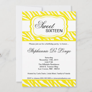 5 x 7 gele Zebra Print Birthday Party Invitation Kaart