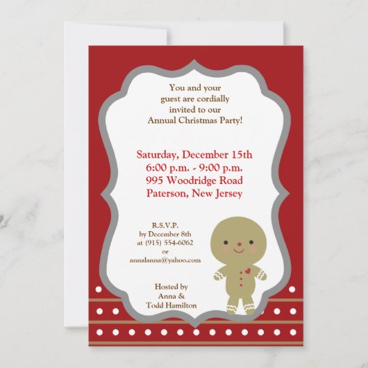 5 x 7 Ginger Bread Man Invitation Kaart (Voorkant)
