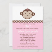 5 x 7 Girl Modern Mod Monkey Birthday Par Uitnodig Kaart (Voorkant)