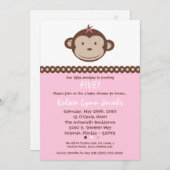 5 x 7 Girl Modern Mod Monkey Birthday Par Uitnodig Kaart (Voorkant / Achterkant)