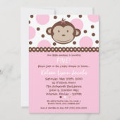 5 x 7 Girl Modern Mod Monkey Birthday Par Uitnodig Kaart (Voorkant)