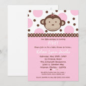 5 x 7 Girl Modern Mod Monkey Birthday Par Uitnodig Kaart (Voorkant / Achterkant)