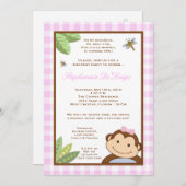 5 x 7 Girl Pin Papgayo Monkey Birthday Uitnodiging (Voorkant / Achterkant)