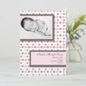 5 x 7 Girl Pink Fleur De Li Foto Aankondiging gebo (Staand voorkant)