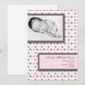 5 x 7 Girl Pink Fleur De Li Foto Aankondiging gebo (Voorkant / Achterkant)