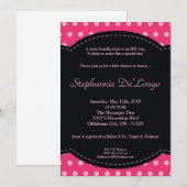 5 x 7 Girl Pink Polkadot Poke Baby shower Uitnodig Kaart (Voorkant / Achterkant)