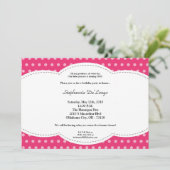5 x 7 Girl Pink Polkadot Poke Birthday Uitnodiging (Staand voorkant)