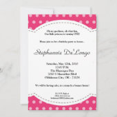 5 x 7 Girl Pink Polkadot Poke Birthday Uitnodiging (Voorkant)