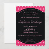 5 x 7 Girl Pink Polkadot Poke Birthday Uitnodiging (Voorkant / Achterkant)
