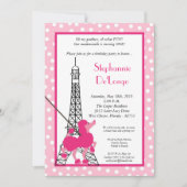 5 x 7 Girl Pink Poodle Paris Birthday Par Uitnodig Kaart (Voorkant)