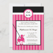 5 x 7 Girl Pink Poodle Paris Birthday Par Uitnodig Kaart (Voorkant)
