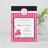 5 x 7 Girl Pink Poodle Paris Birthday Par Uitnodig Kaart (Staand voorkant)